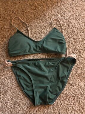 Target Green Bikini Set with Cream Contrast Straps